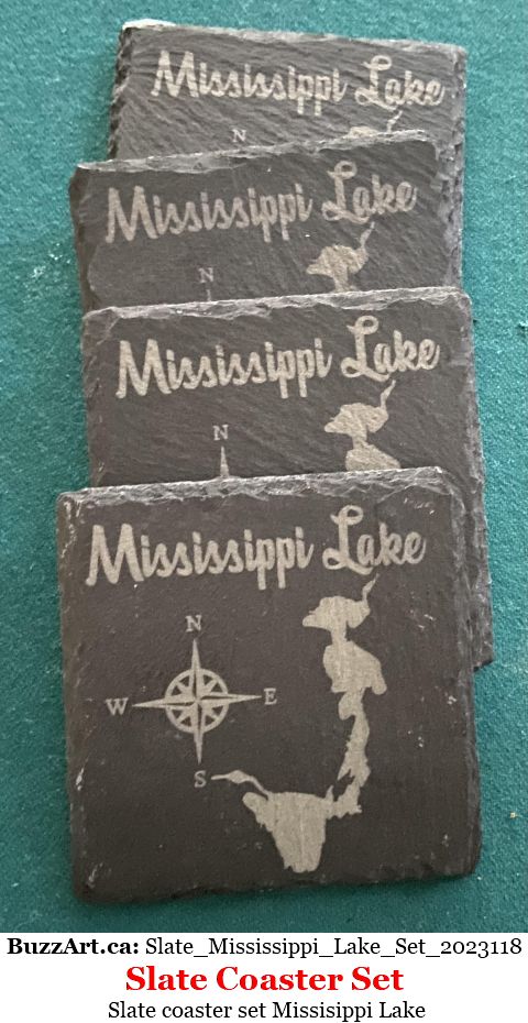 Slate coaster set Missisippi Lake